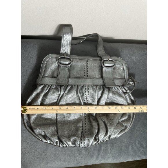 Cole Haan Pewter Leather Satchel Bag-Preowned but Good Condition - Picture 10 of 11